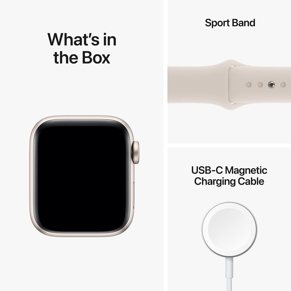 Apple Watch SE 2nd Gen (GPS) 40mm Starlight Aluminum Case w/ Starlight Sport Band - M/L - MR9V3LL/A - Image 6