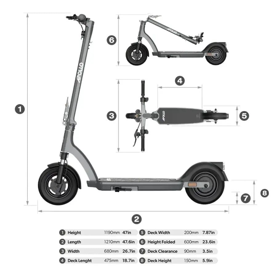 Apollo - Air Premium Electric Scooter w/43 mi Max Range & 21 mph Max Speed - Space Gray - Image 12