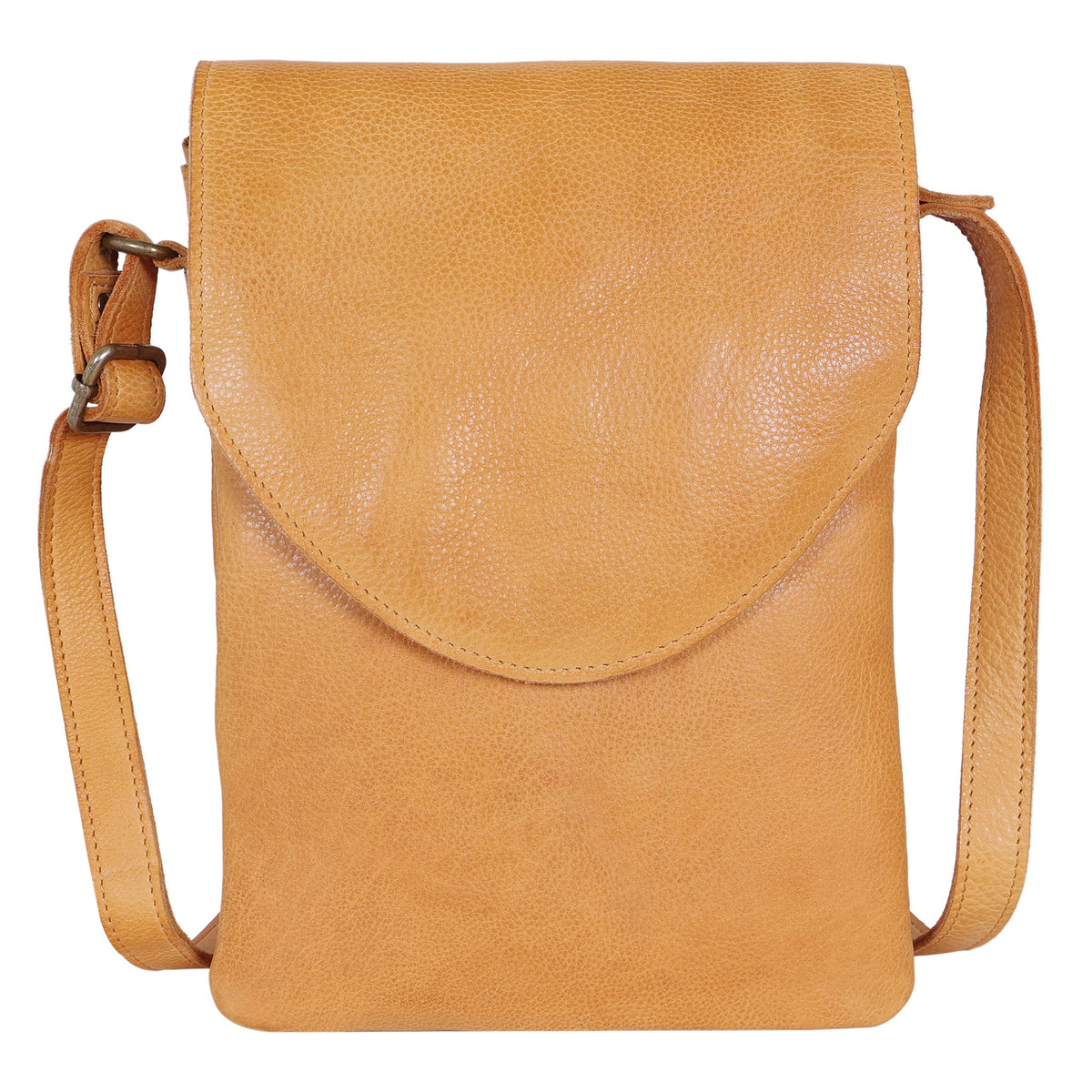 Peck Leather Crossbody Bag - Camel