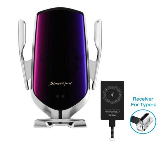 Car Wireless Charger Phone Holder - Sliver for TpyeC