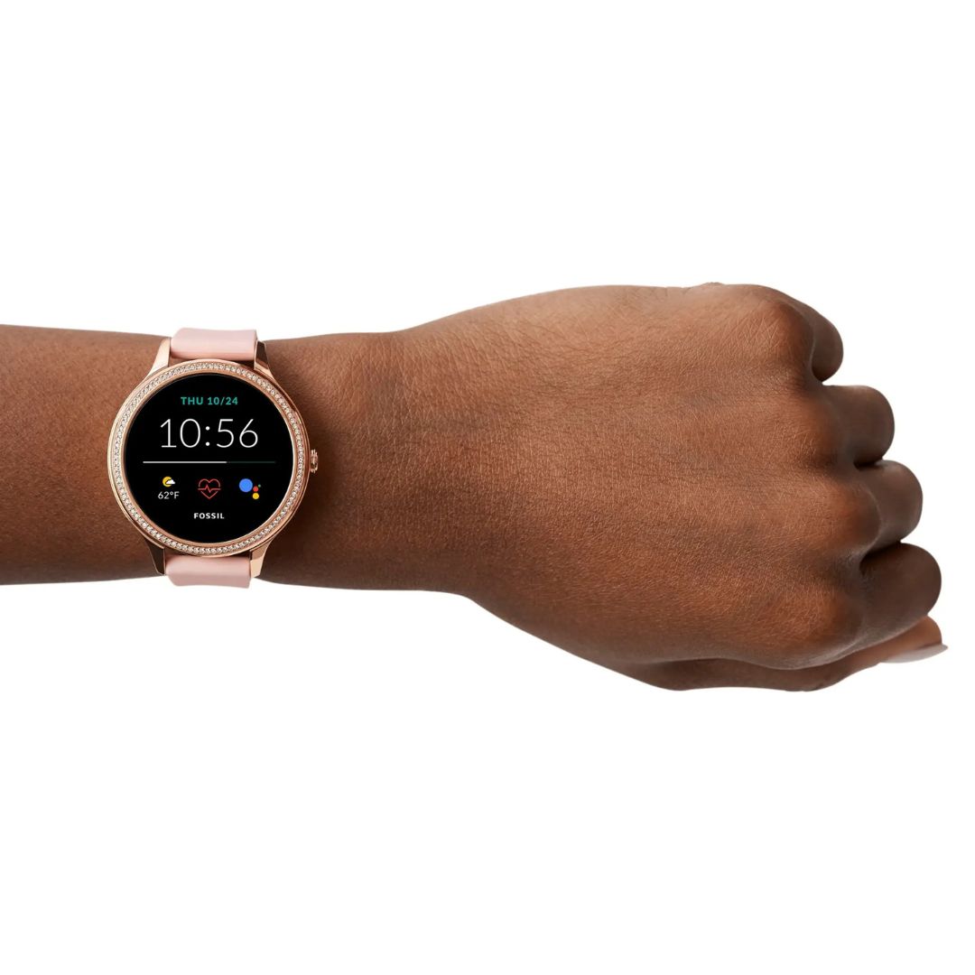Fossil Gen 5E 42mm Stainless Steel Case with Pink Silicone Strap - FTW6066 - Image 5