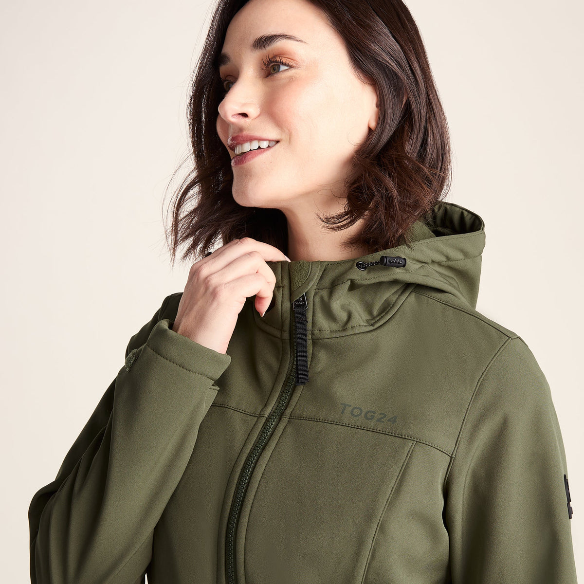 Marina Womens Long Water Resistant Softshell Jacket - Khaki - Image 6