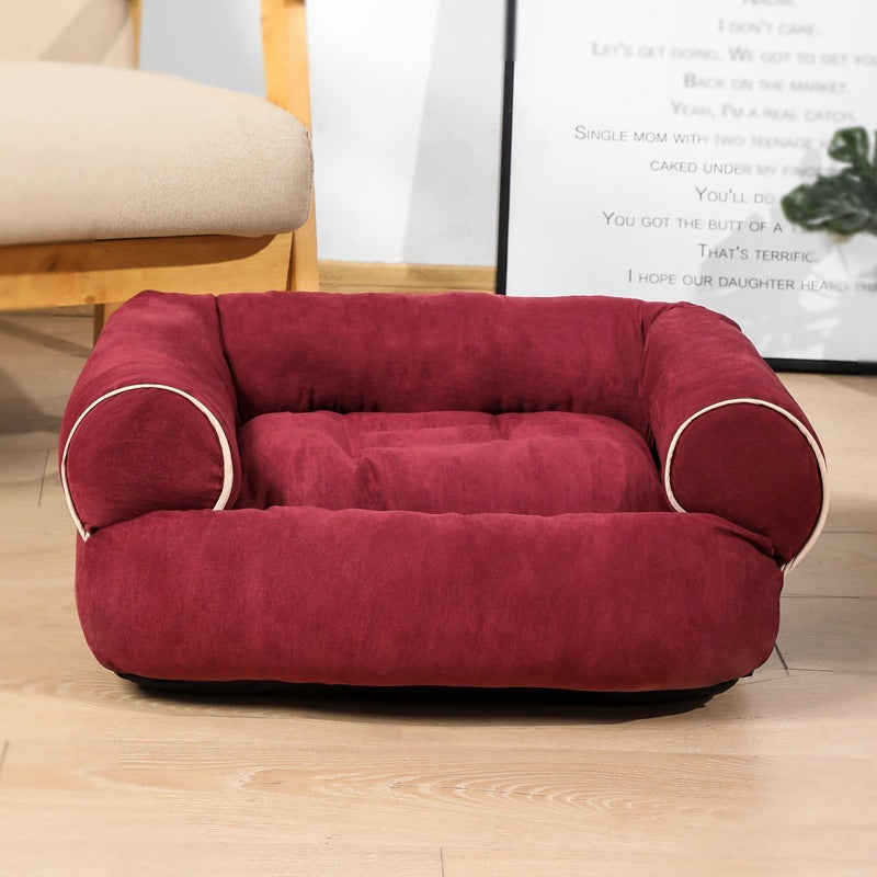 Dog & Cat Sofa Bed Sleeping Bag Kennel - Wine Red