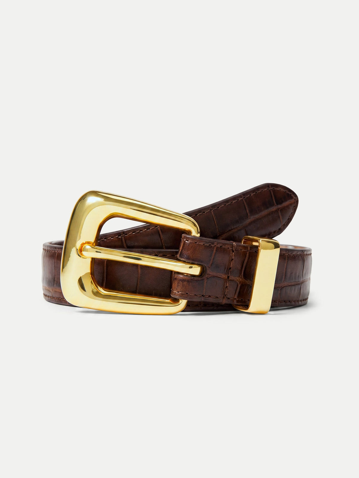 Slim Croc-Embossed Arch Belt - Image 3