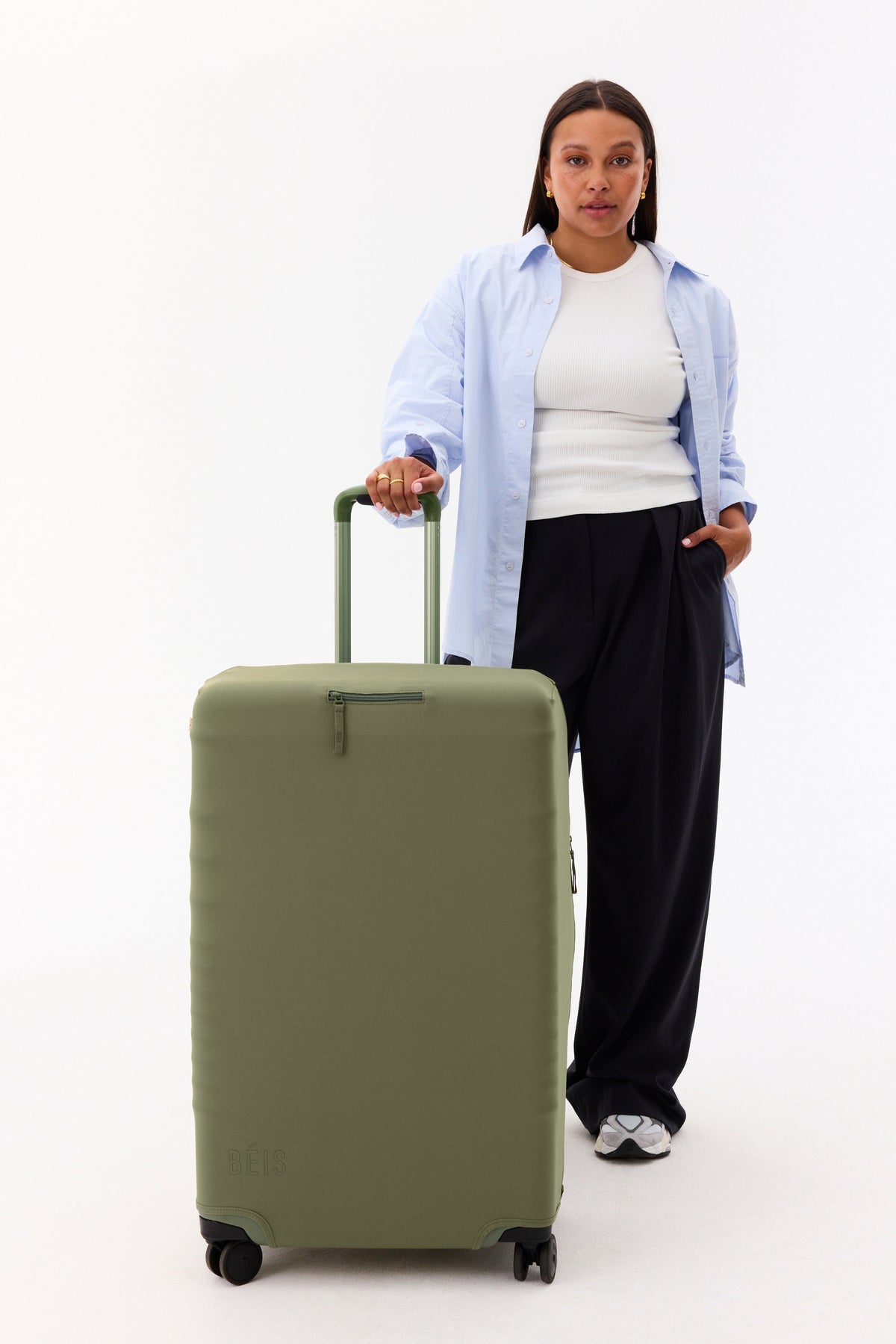 The Large Check-In Luggage Cover in Olive - Image 4