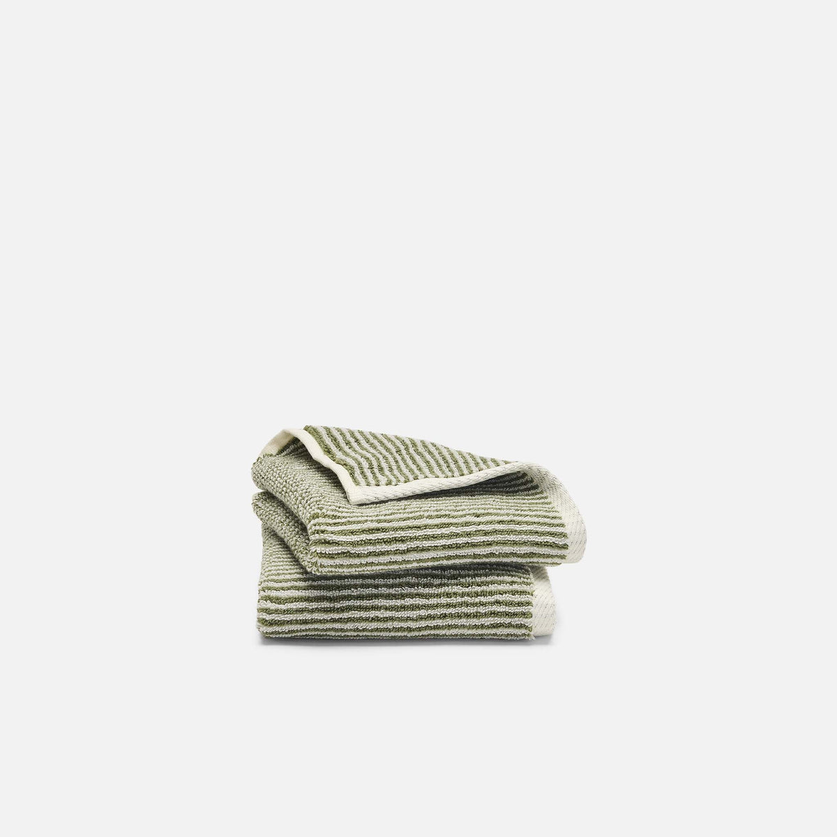 Plush Turkish Cotton Washcloths - Striped Fresh Moss