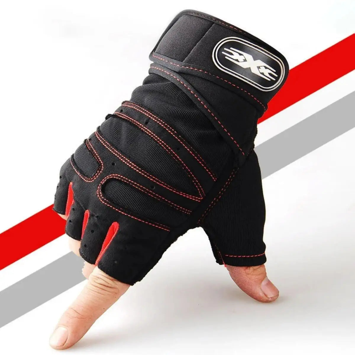 Weight Lifting Wristband Gloves - Red