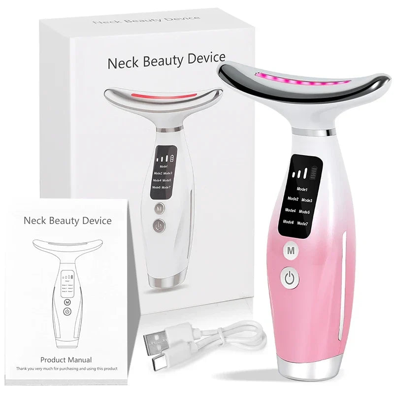 New EMS Micro-current Neck Face Beauty Device - Gradient Pink