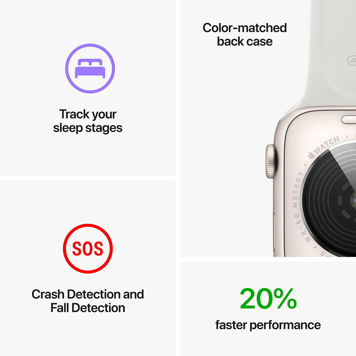 Apple Watch SE 2nd Gen (GPS) 44mm Aluminum Case with White Sport Band - S/M - Silver - Image 5