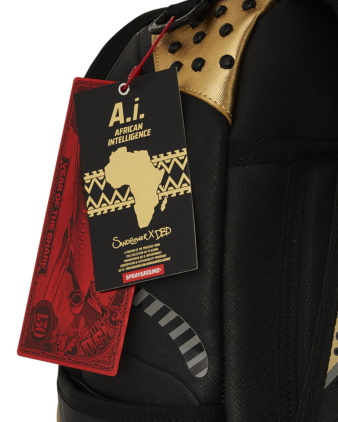 A.i. African Intelligence Sharks of the Gold Ocean Backpack - Sandflower Collab - Image 14
