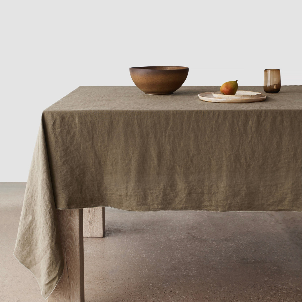 Stonewashed Linen Tablecloth - Olive