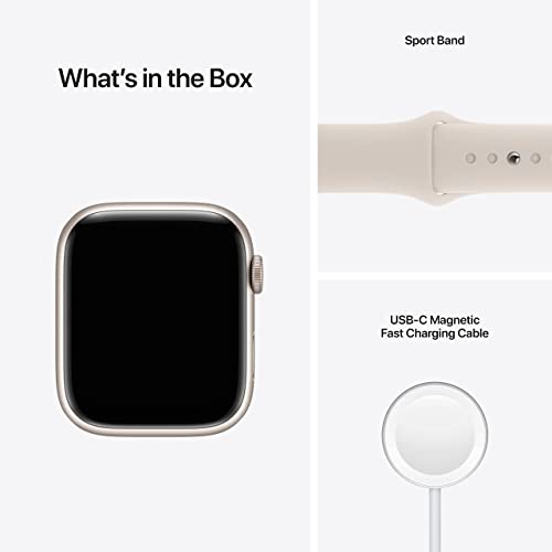 Apple Watch Series 7 (GPS) 45mm Starlight Aluminum Case with Starlight Sport Band - MKN63LL/A - Image 5