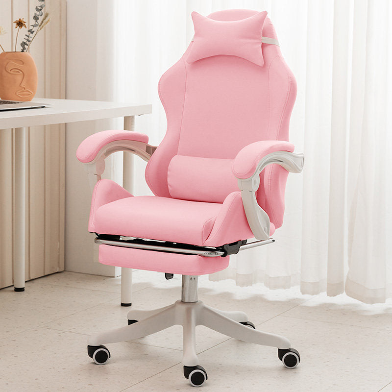 Ergonomic Reclining Esports Computer Chair - Pink with feet