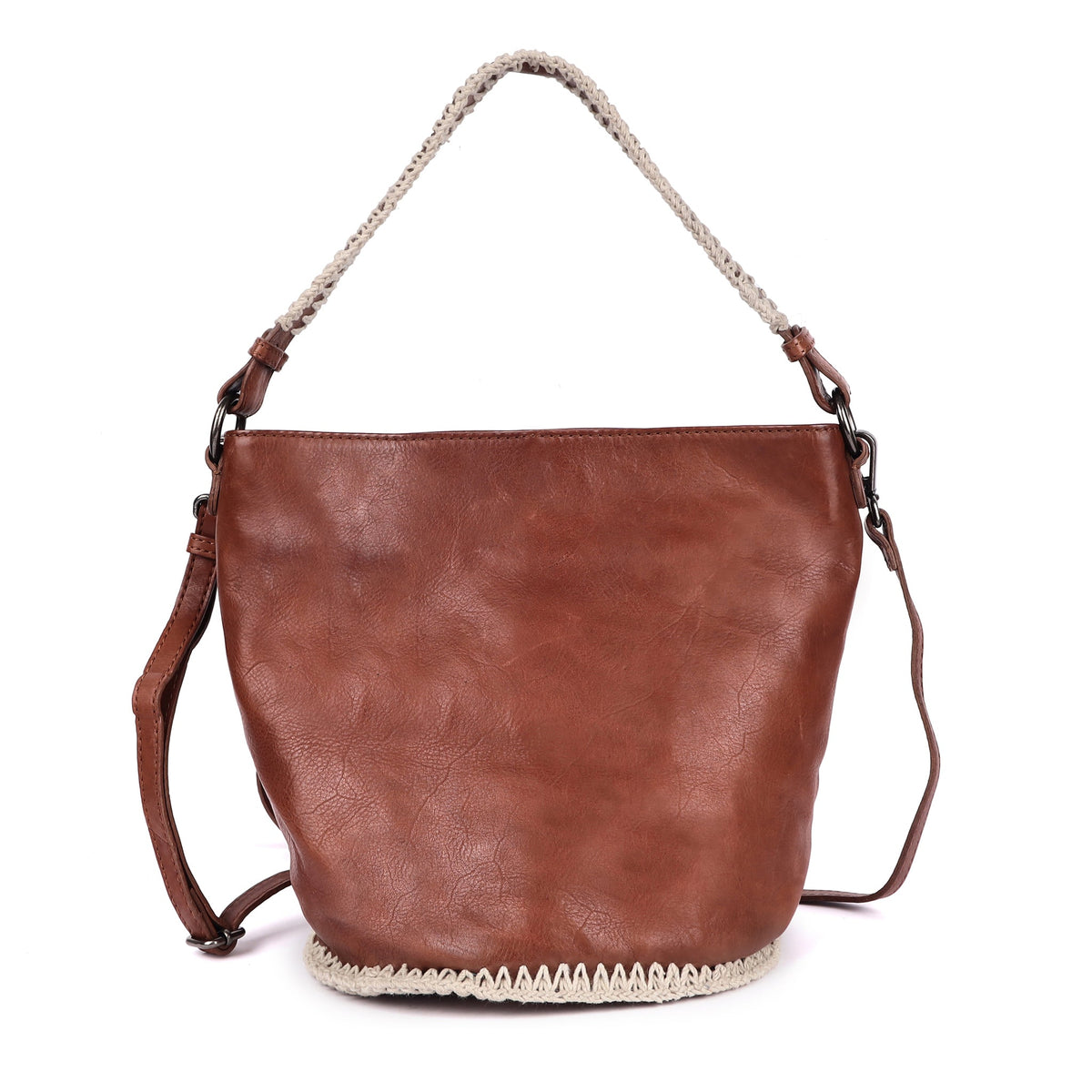 Patsy Leather Crossbody Bag - Almond