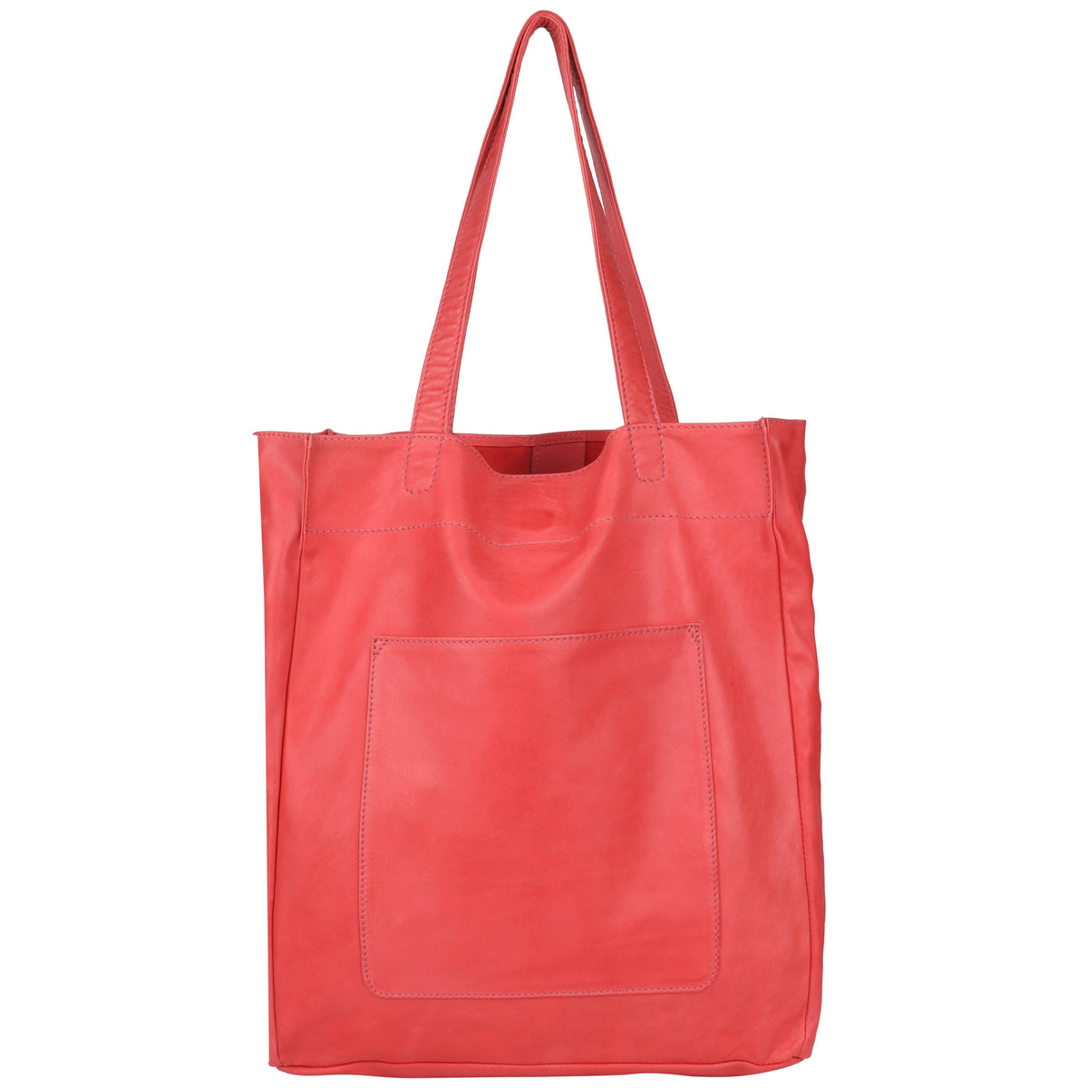 Margie Leather Tote Bag - Tomato
