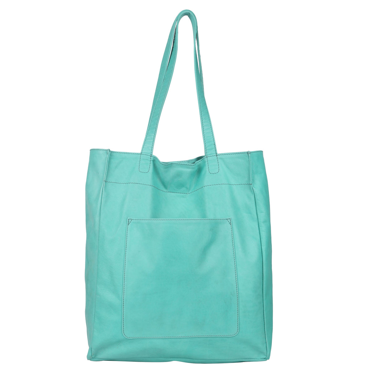 Margie Leather Tote Bag - Aqua