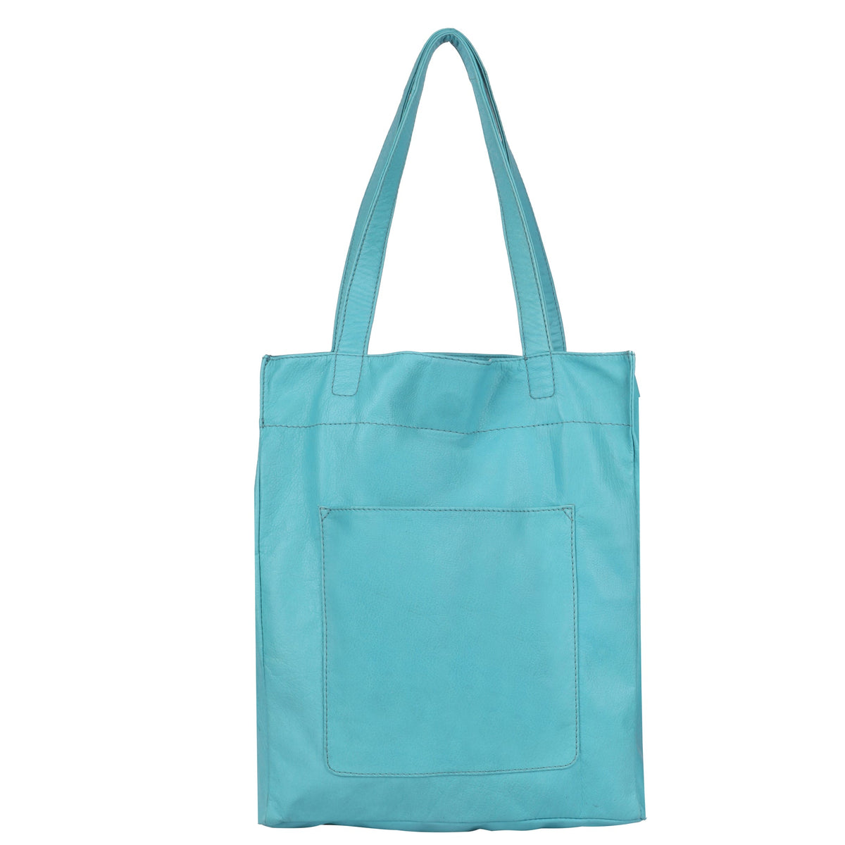Margie Leather Tote Bag - Turquoise