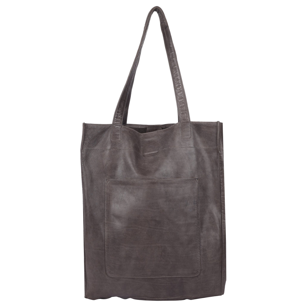 Margie Leather Tote Bag - Dark Grey