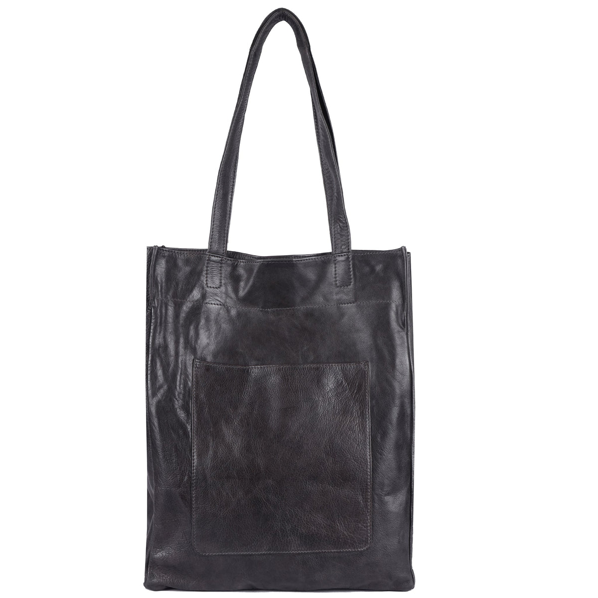 Margie Leather Tote Bag - Black