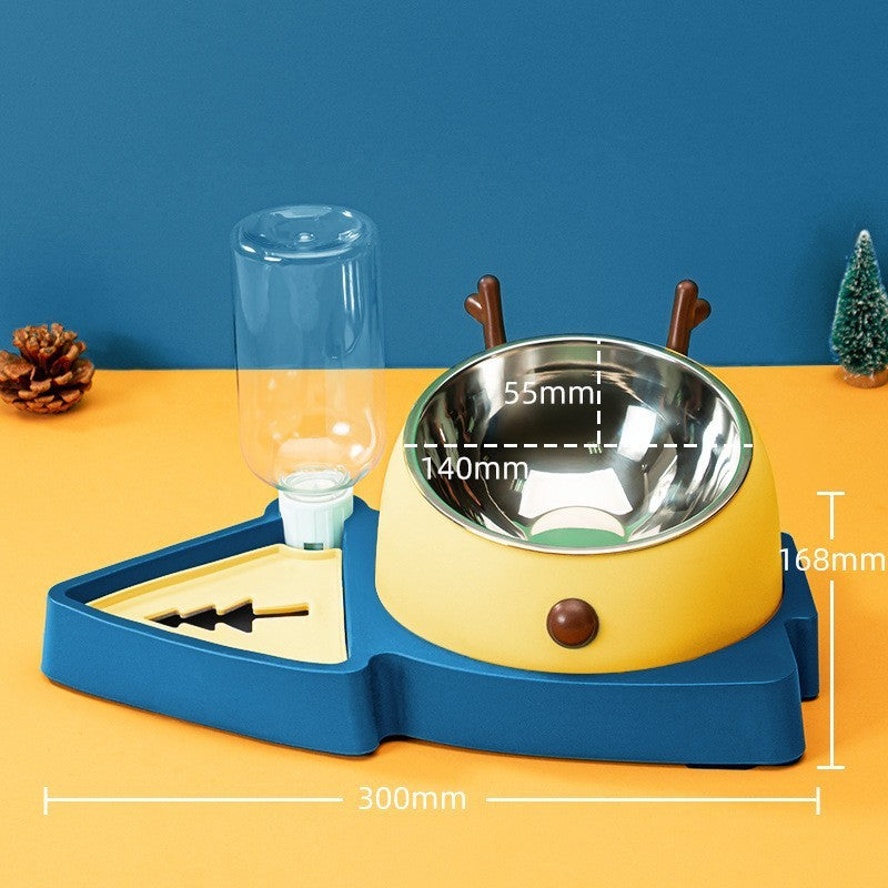 Slow Feeding Pet Bowl with Detachable Water Tray - Yellow