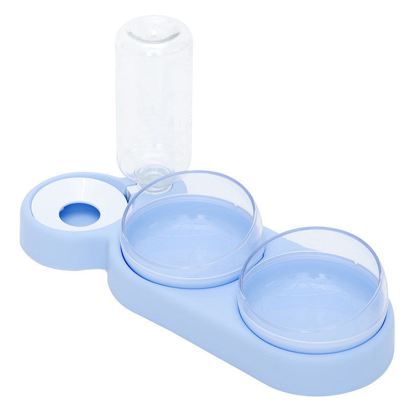 Automatic Pet Feeder with Water Fountain & Raised Double Bowl Stand - Blue