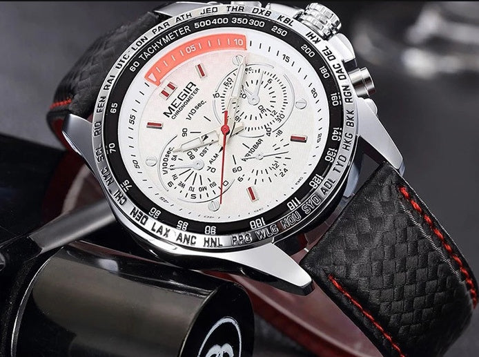 3ATM Waterproof Luxury Men's Leather Strap Quartz Watch - Image 5