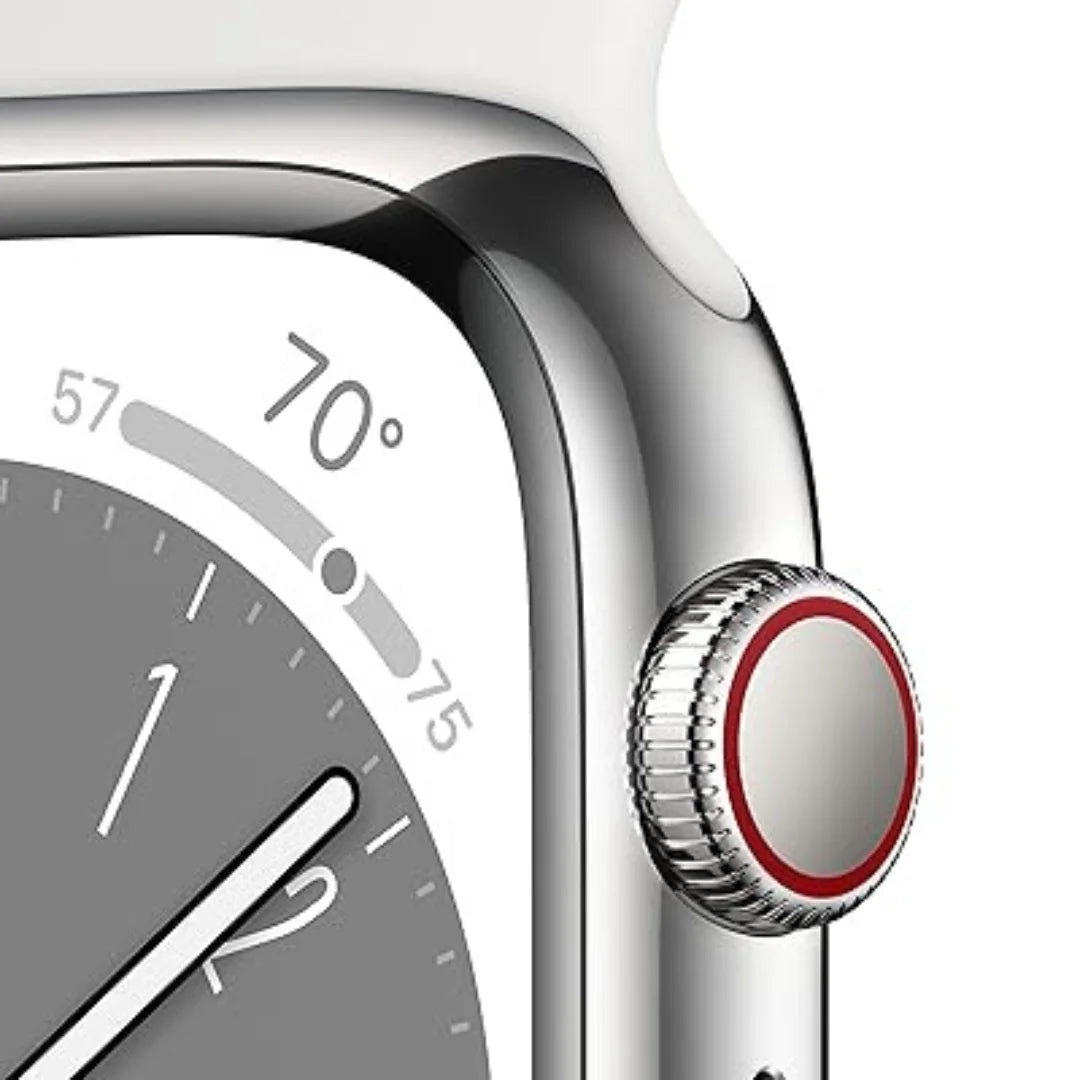 Apple Watch Series 8 (GPS+ Cellular 45MM) Silver Aluminum Case with White Sport Band - MP4Q3LL/A - Image 3