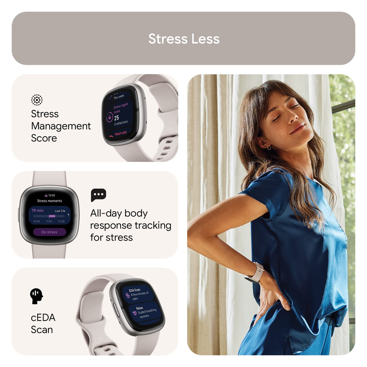 Fitbit - Sense 2 Advanced Health Smartwatch - Platinum - FB521SRWT-US - Image 2