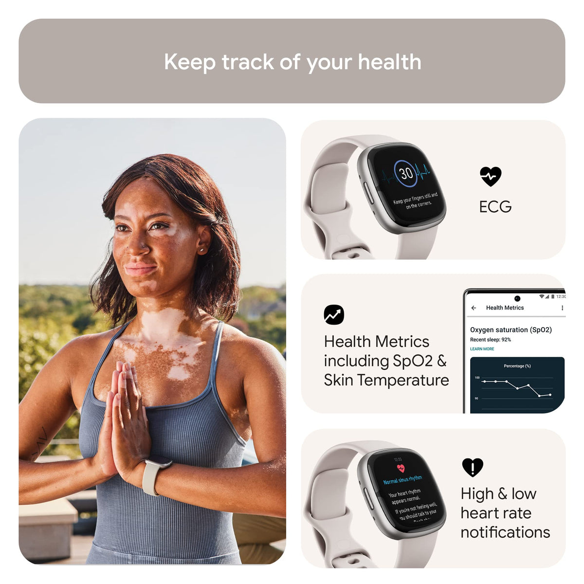Fitbit - Sense 2 Advanced Health Smartwatch - Platinum - FB521SRWT-US - Image 3