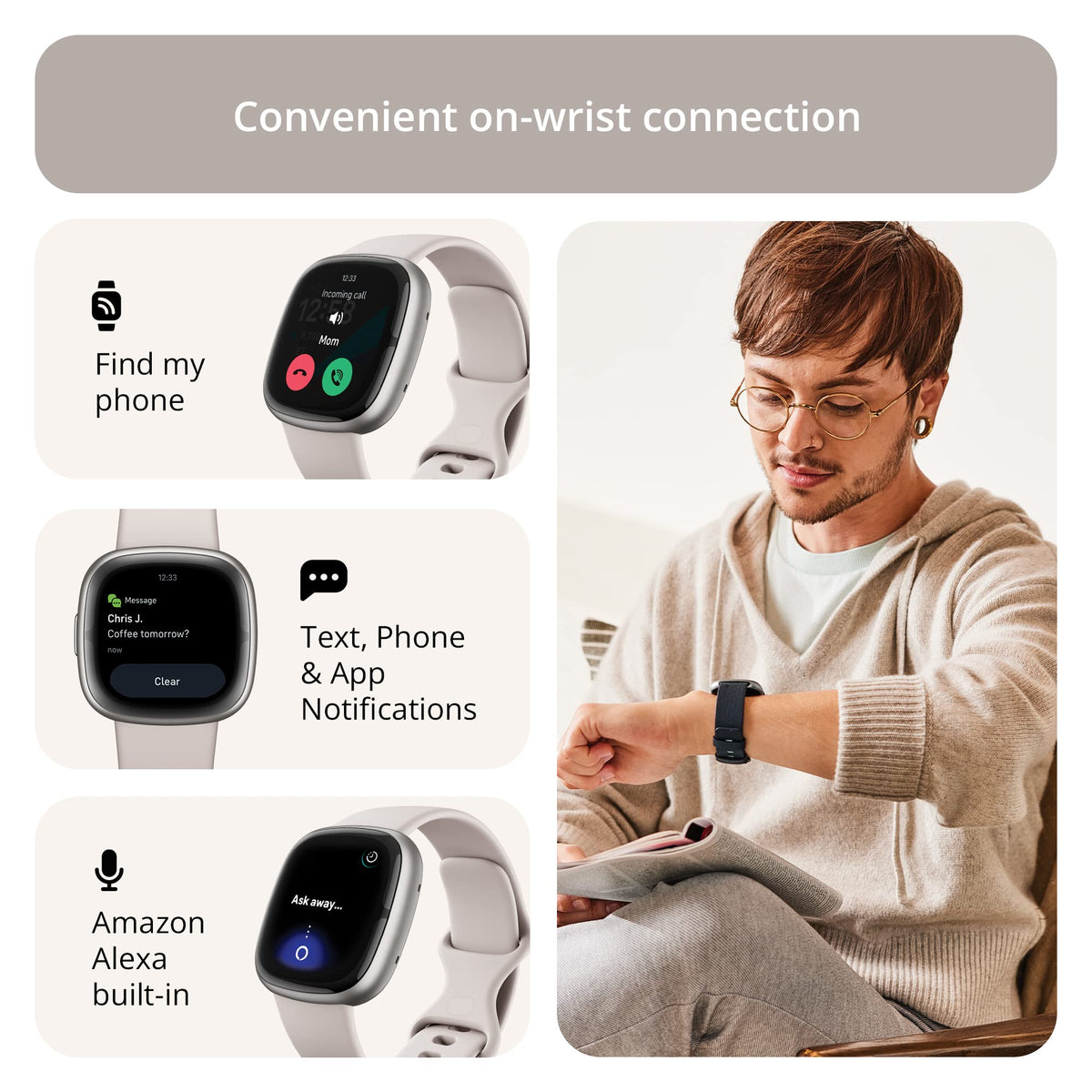 Fitbit - Sense 2 Advanced Health Smartwatch - Platinum - FB521SRWT-US - Image 5