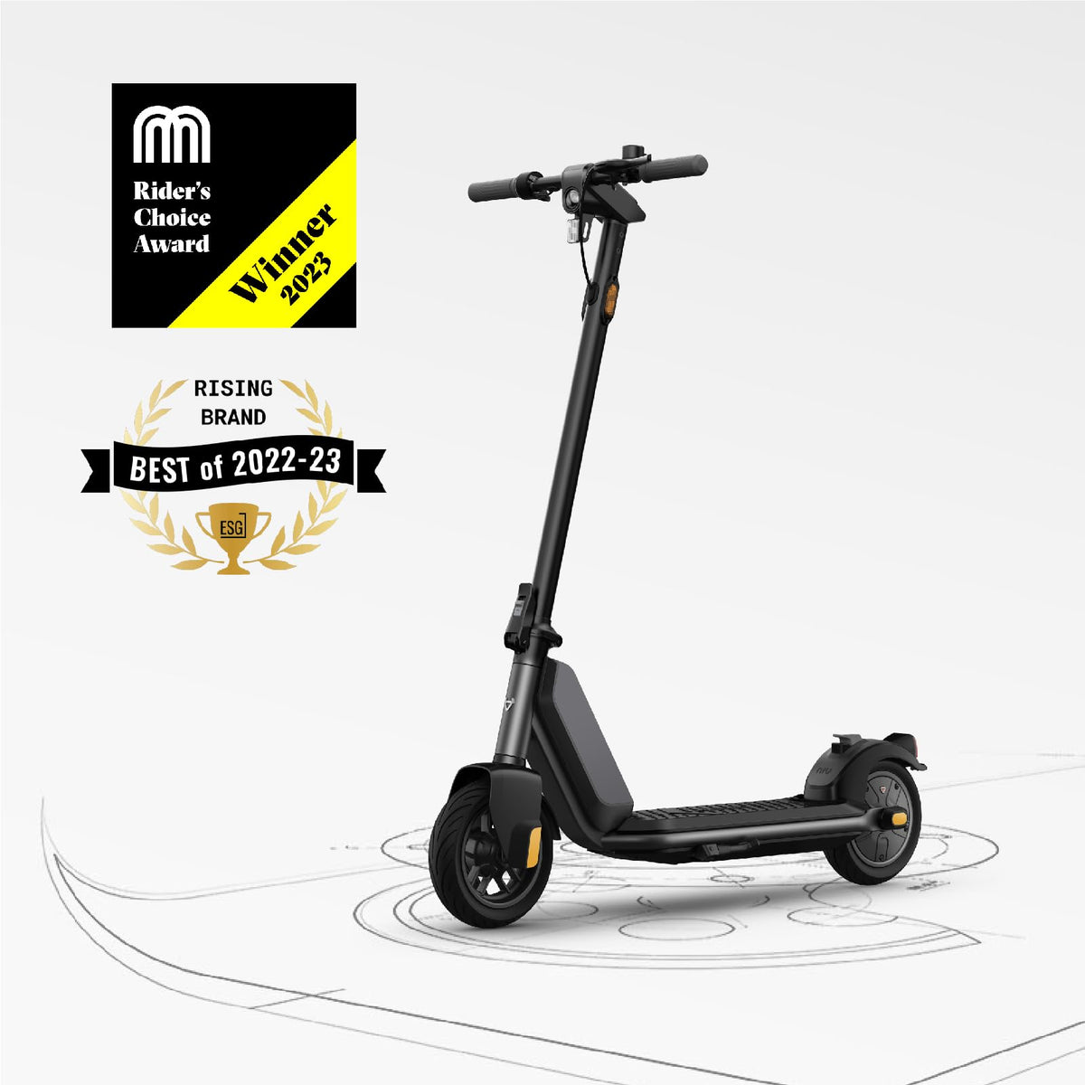 NIU - KQi 1 Pro Foldable Electric Kick Scooter w/ 15.5 mi Max operating Range & 15.5 mph Max Speed - Grey - Image 2