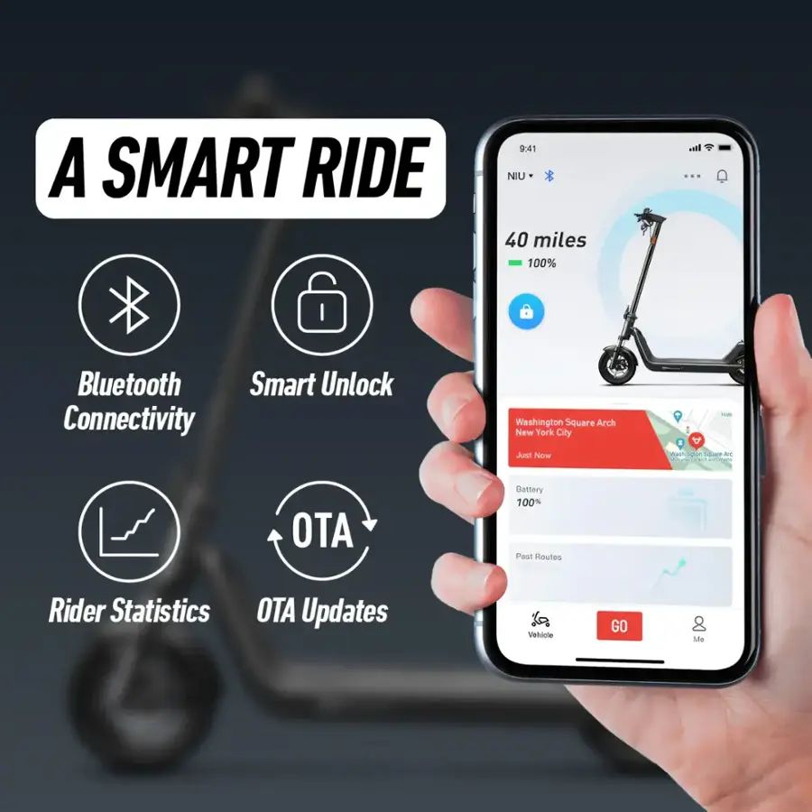 NIU KQi 300P Foldable Electric Kick Scooter with 30 mi Max Range & 20 mph Max Speed - Black - Image 6