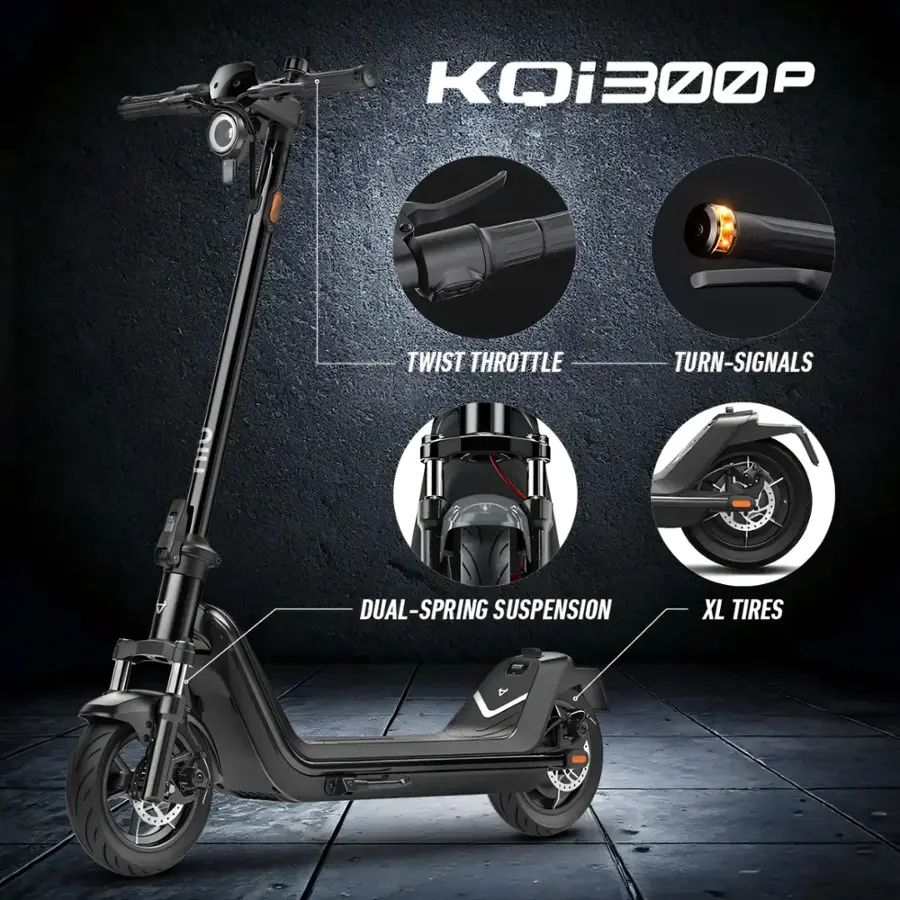NIU KQi 300P Foldable Electric Kick Scooter with 30 mi Max Range & 20 mph Max Speed - Black - Image 7