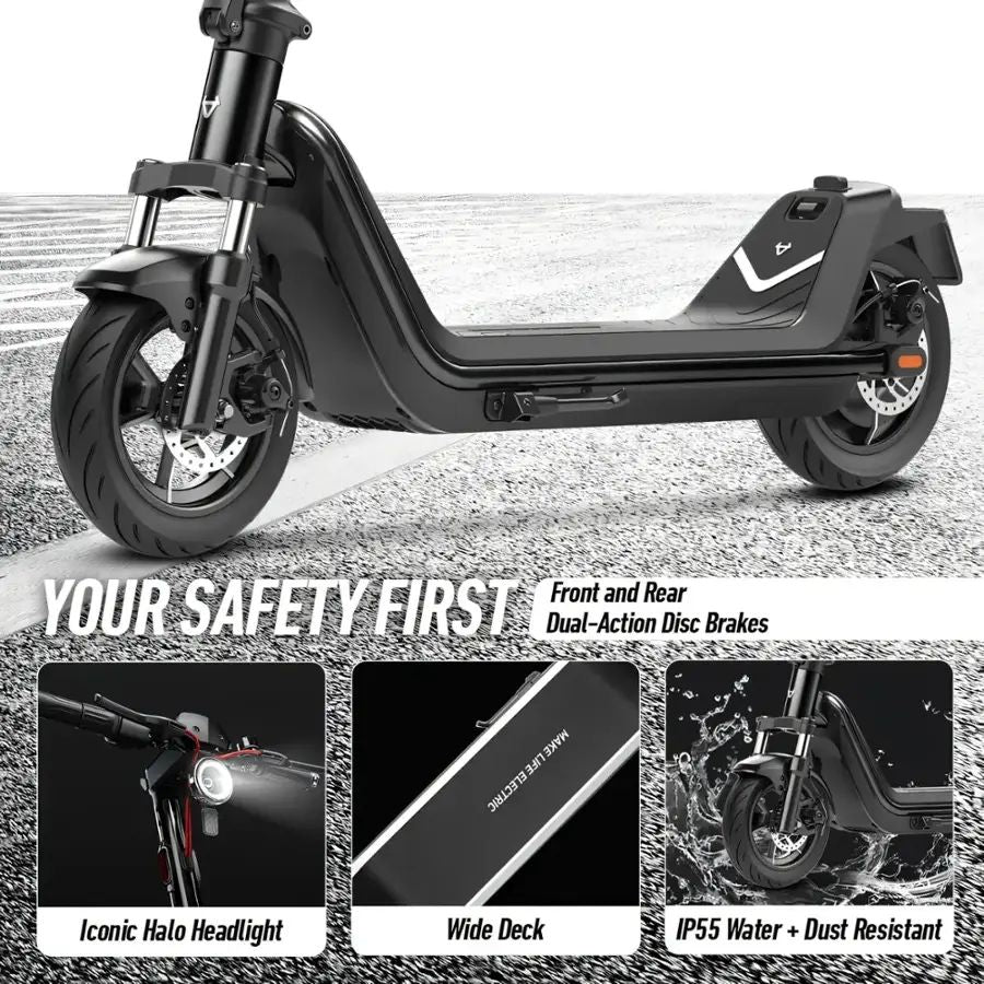NIU KQi 300P Foldable Electric Kick Scooter with 30 mi Max Range & 20 mph Max Speed - Black - Image 8
