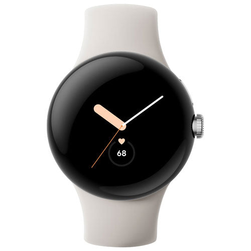 Google Pixel Watch 41mm LTE Polished Silver Stainless Steel with Chalk Band – GA02832-US - Image 2