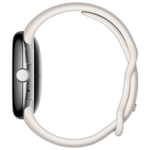 Google Pixel Watch 41mm LTE Polished Silver Stainless Steel with Chalk Band – GA02832-US - Image 3