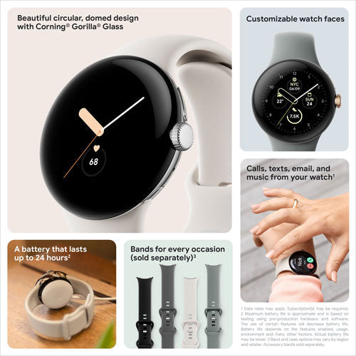 Google Pixel Watch 41mm LTE Polished Silver Stainless Steel with Chalk Band – GA02832-US - Image 4