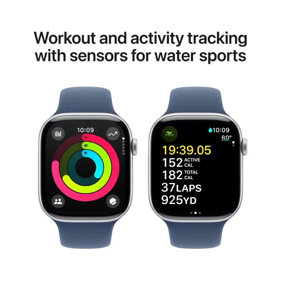 Apple Watch Series 10 (GPS + Cellular) 46MM Silver Aluminum Case with Denim Sport Band - M/L - Image 3