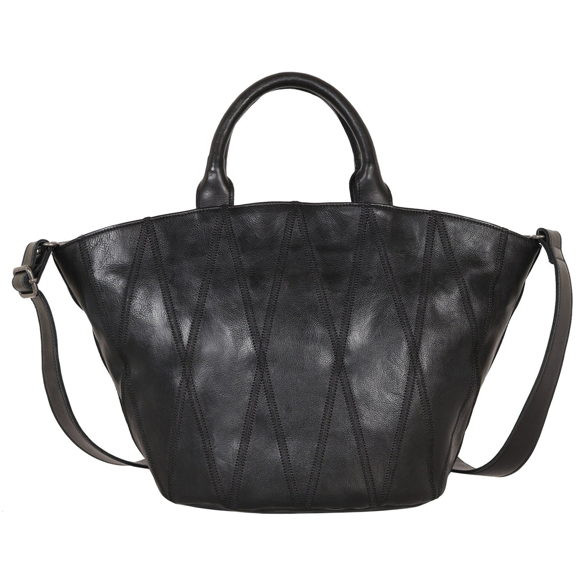 Claudia Diamond Leather Crossbody Bag - Black