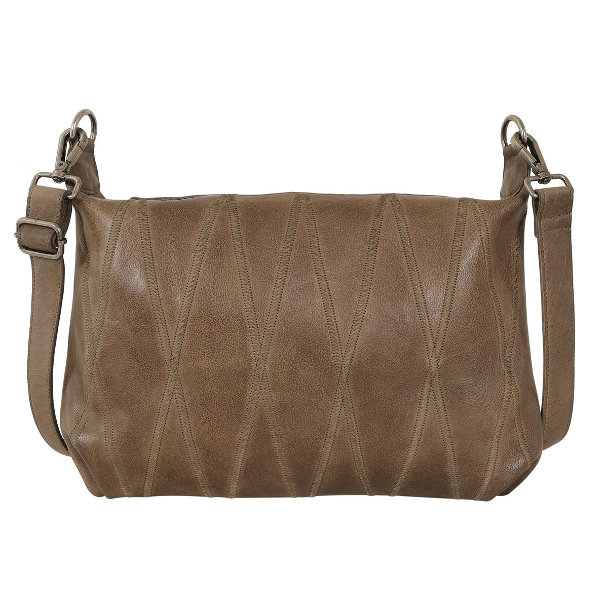 Avery Diamond Leather Crossbody Bag - Walnut