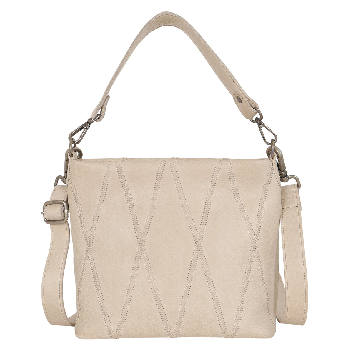 Ivy Diamond Leather Crossbody Bag - Oat