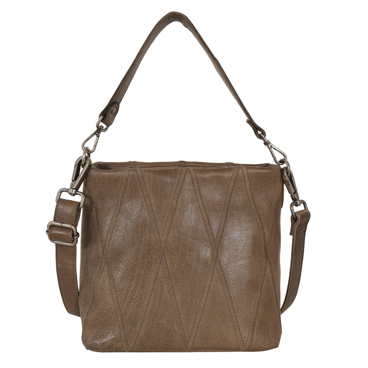 Ivy Diamond Leather Crossbody Bag - Walnut