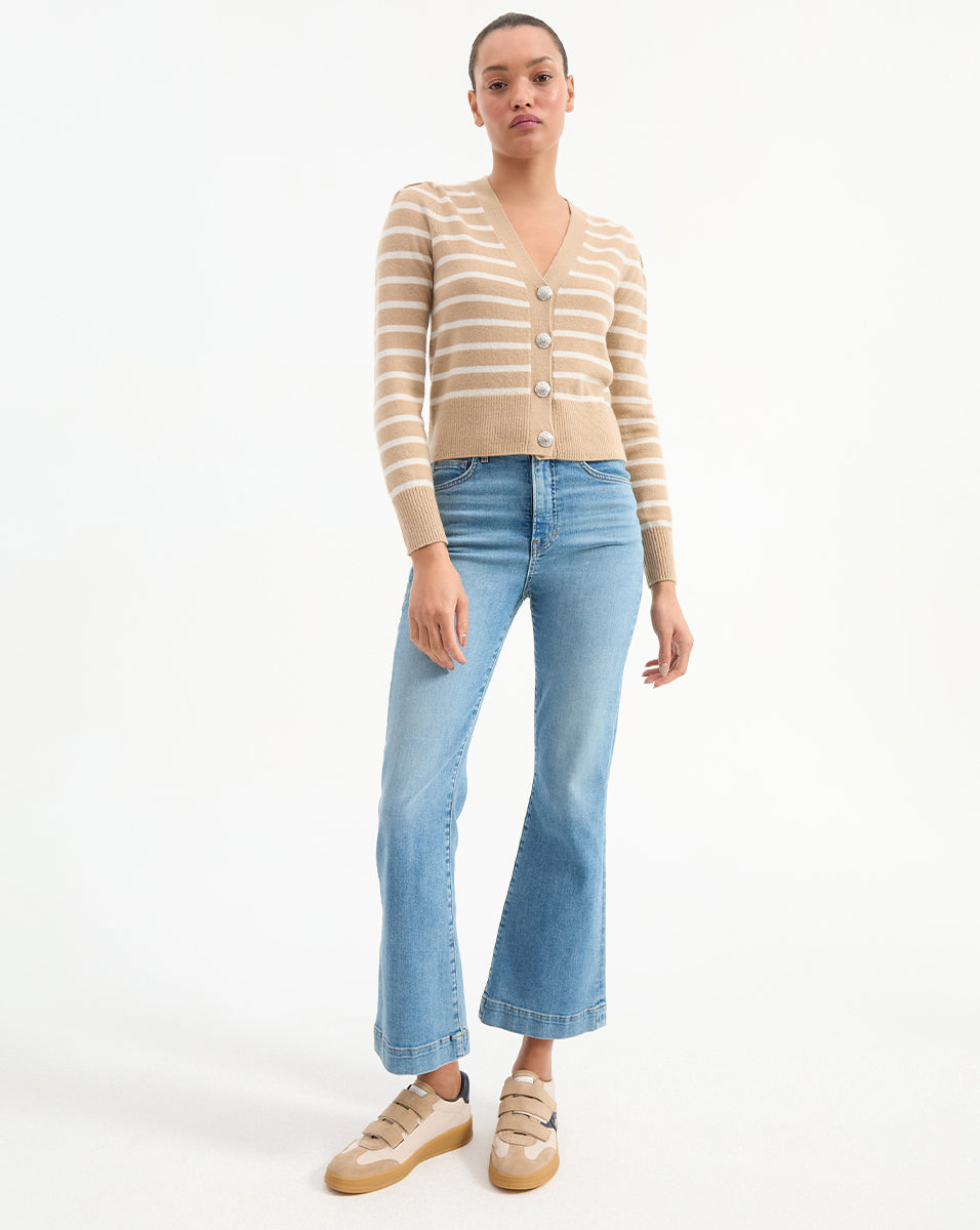 Solene Striped Cashmere Cardigan - Image 2