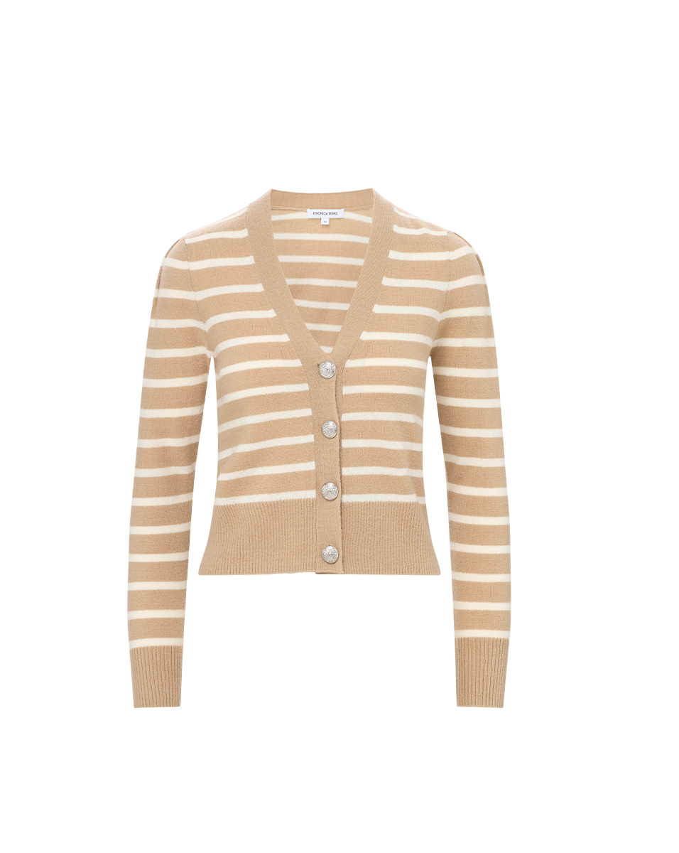 Solene Striped Cashmere Cardigan - Image 5