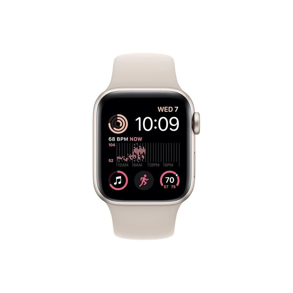 Apple Watch SE 2nd Generation (GPS + Cellular) 40mm Aluminum Case with Starlight Sport Band - S/M - Starlight - Image 2