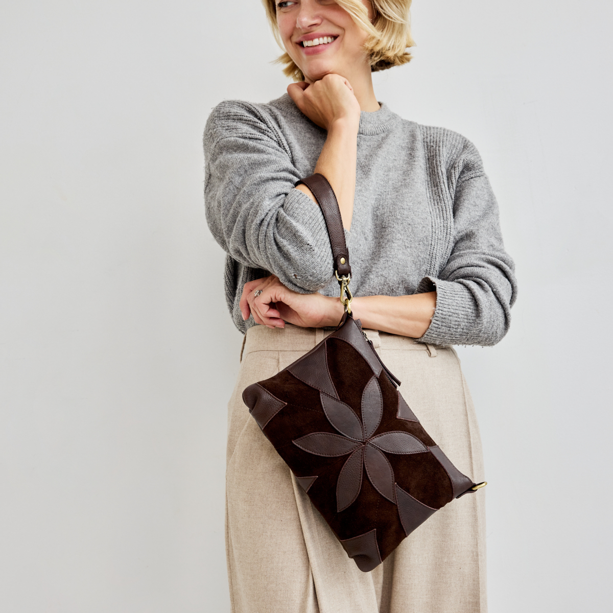 Stevie Suede Leather Crossbody Bag - Image 8