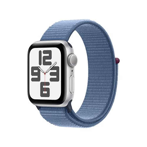 Apple Watch SE 2nd Generation (GPS) 40mm Silver Aluminum Case with Winter Blue Sport Loop - MRE33LL/A