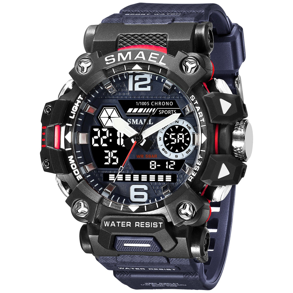 Luminous Waterproof Double Display Electronic Quartz Watch - 8072 Blue