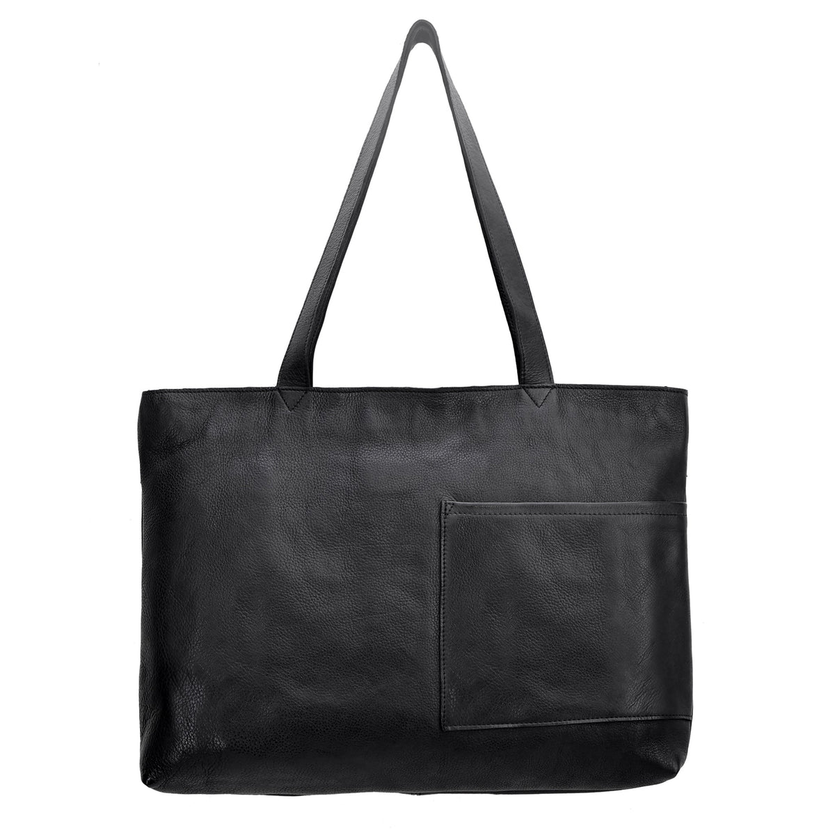Noelle Leather Tote Bag - Black