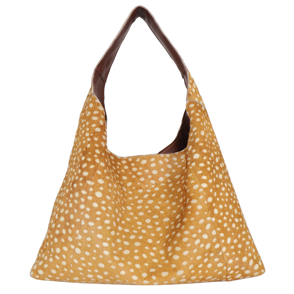 Petite Lindsey Leather Shoulder Bag - Brown Hair-On